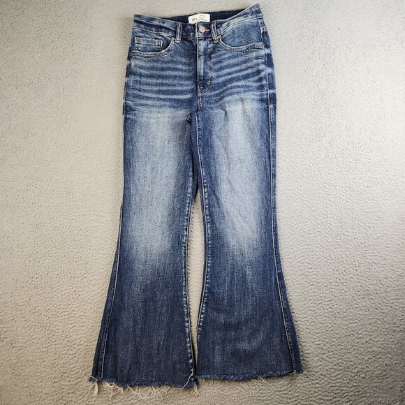 Buckle Denim - BKE Billie Flare Jeans Womens 28 Slim Low Rise Distressed Dark Wash Whiskered